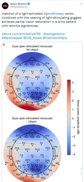 Post en Twitter sobre optogenética.