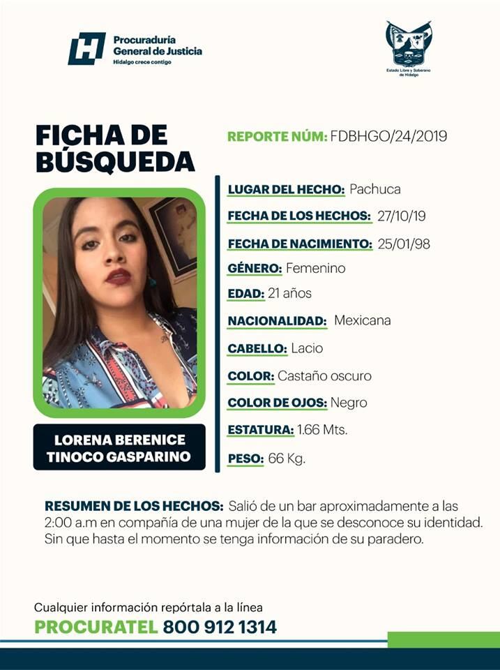 Ficha de búsqueda Lorena Berenice.