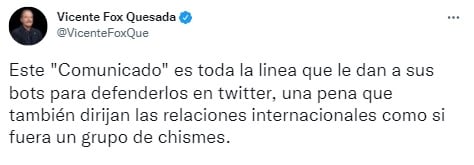 Tuit de Vicente Fox