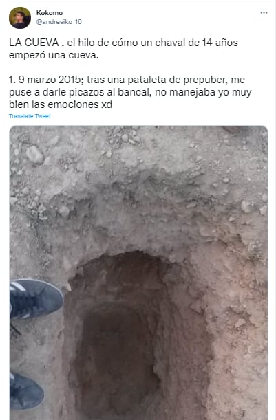Andrés Cantó muestra cómo inició su cueva.