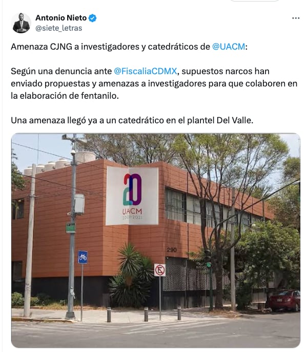 Revelan supuestas amenazas del CJNG contra investigadores de la UACM
