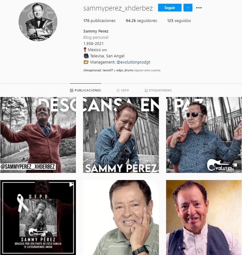 Perfil de Sammy Pérez en Instagram