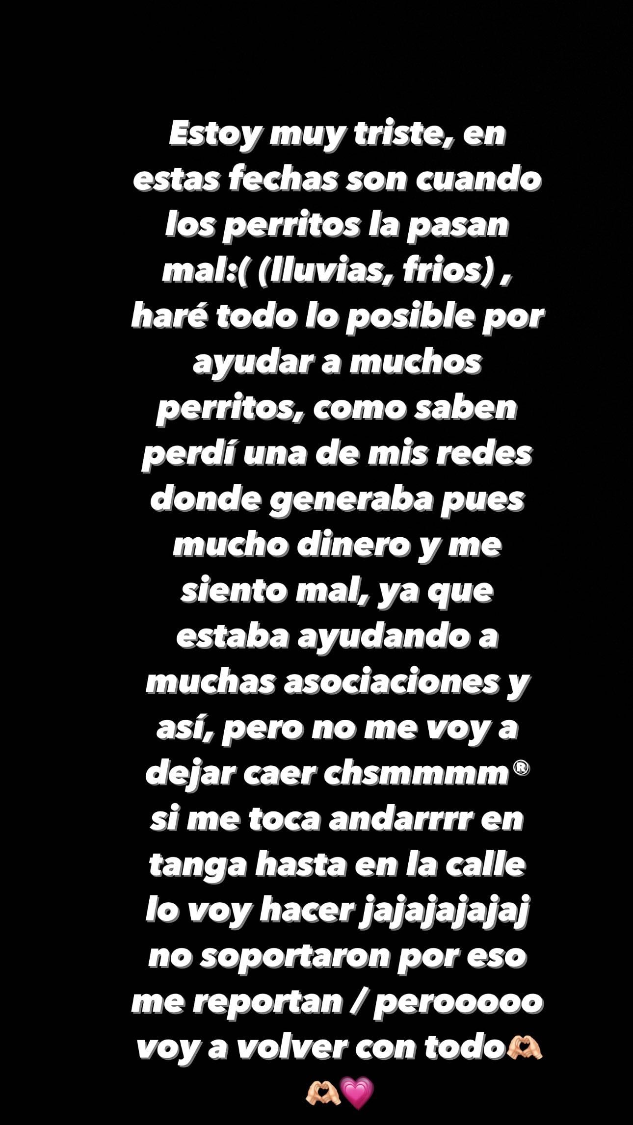 Karely Ruiz dice que perdió su cuenta de Instagram porque la reportaron.