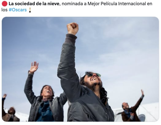 Memes festejan a La sociedad de la nieve por sus nominaciones al Oscar 2024