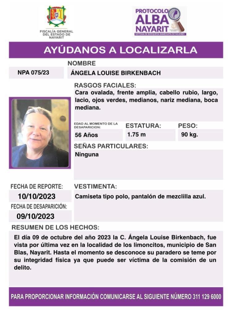 Ficha de búsqueda de Ángela Louise Bikenbach