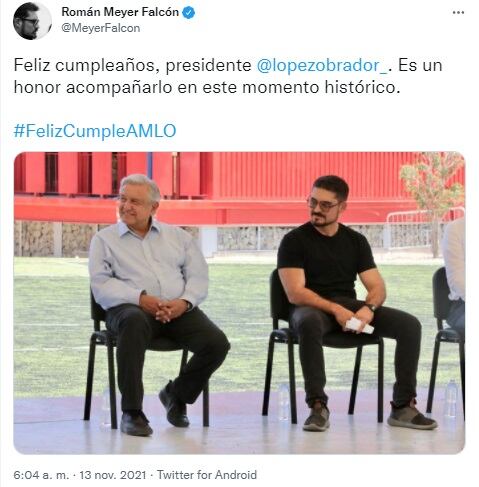 Román Meyer felicita a AMLO