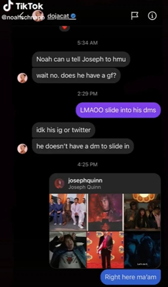 Doja Cat arremete contra Noah Schnapp de Stranger Things, tras revela que la rapera tiene un crush con Joseph Quinn