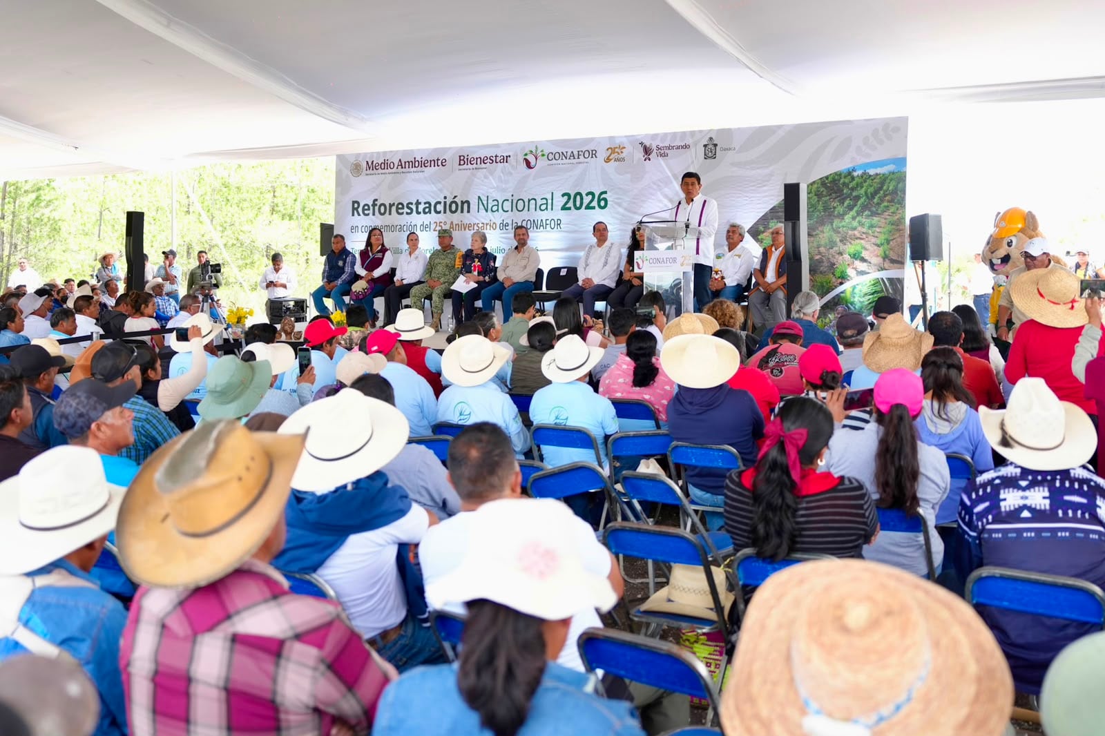 Salomón Jara y Alicia Bárcena reafirmaron acciones de reforestación y restauración forestal en Oaxaca.