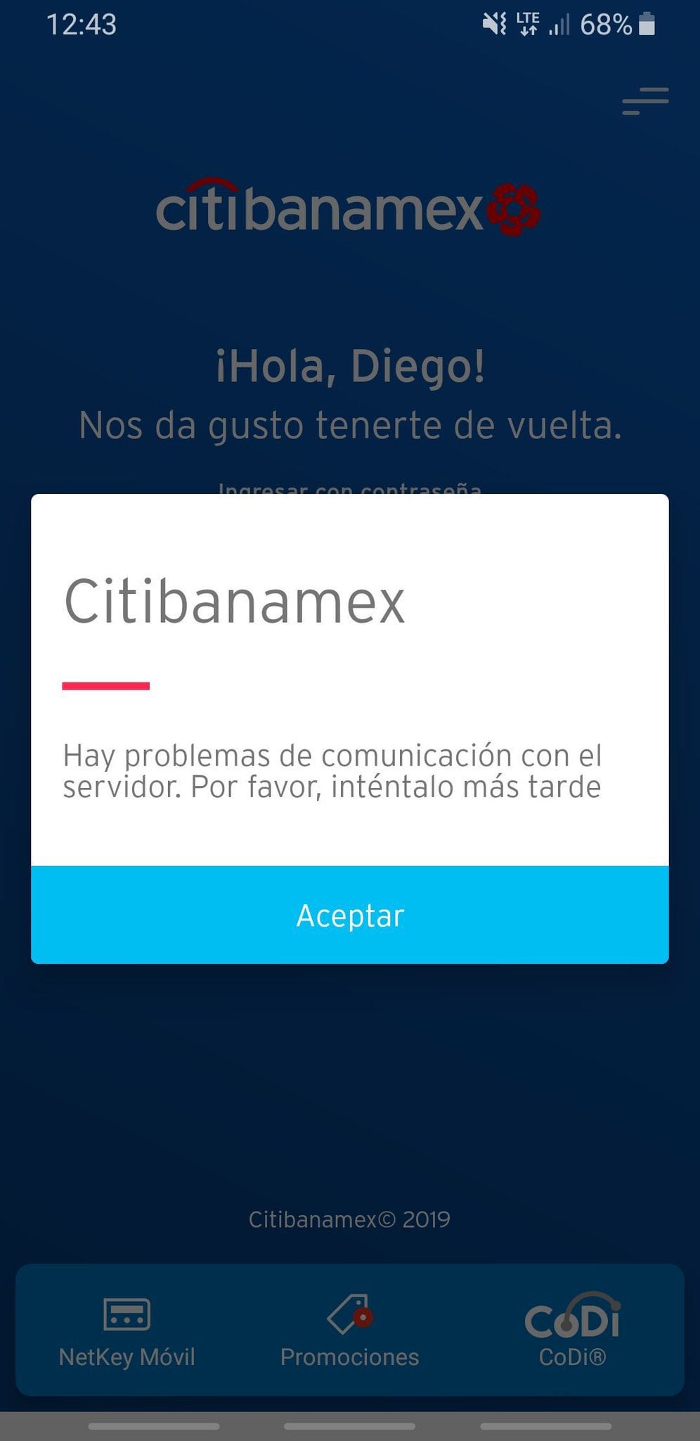 Problemas de app en Citibanamex