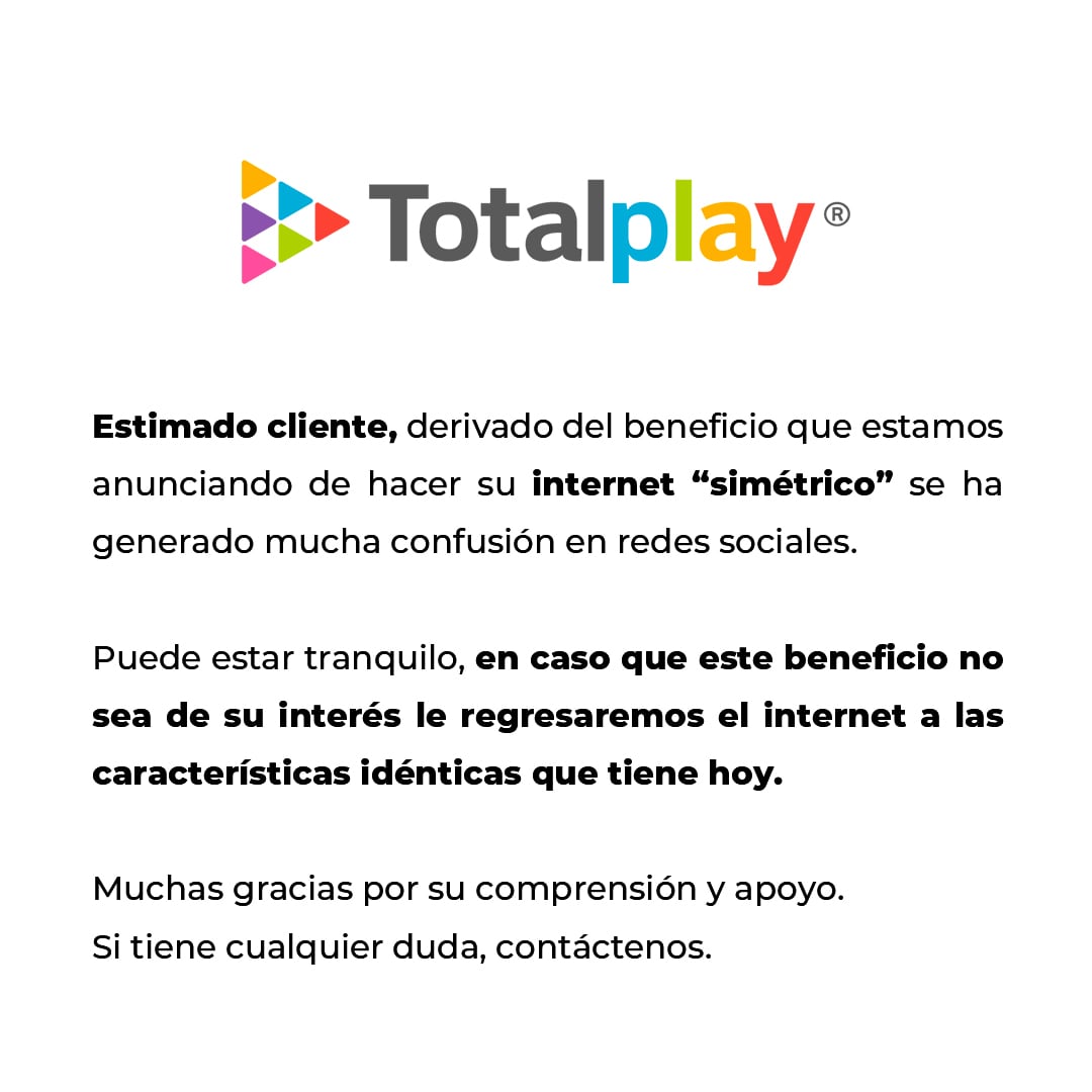 Totalplay ofrece una opción a quienes no están de acuerdo con el internet simétrico