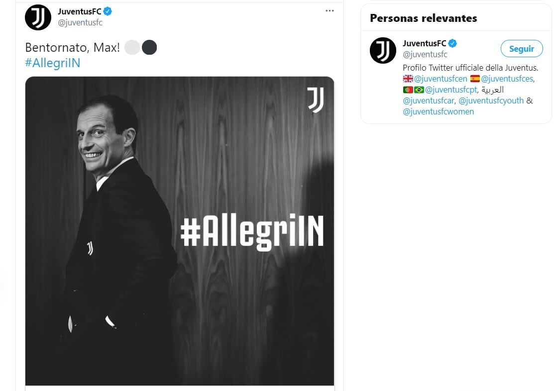 Juventus celebra llegada de Massimiliano Allegri