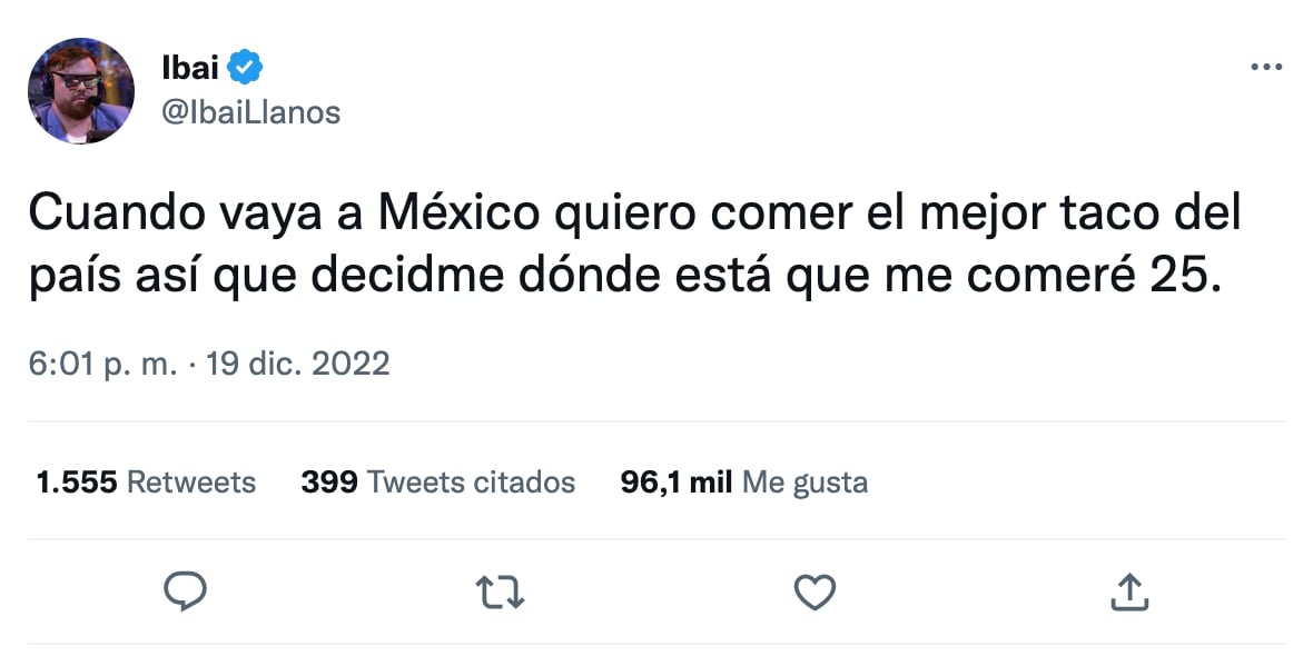 Ibai Llanos pide recomendaciones de tacos para su visita en México