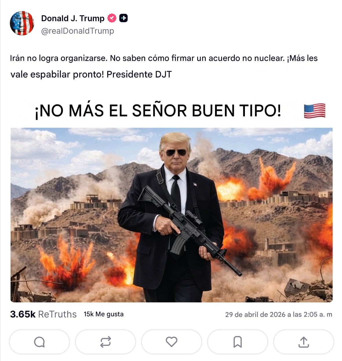 Trump se impacienta con Irán: “No más chico bueno”