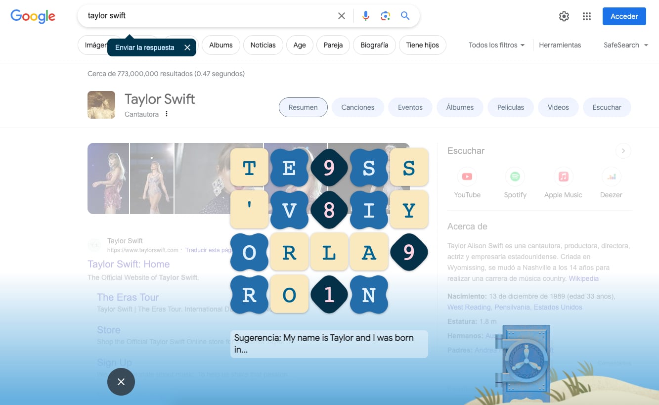 Taylor Swift lanza un Vault en Google Chrome México de 1989 (Taylor's Version)