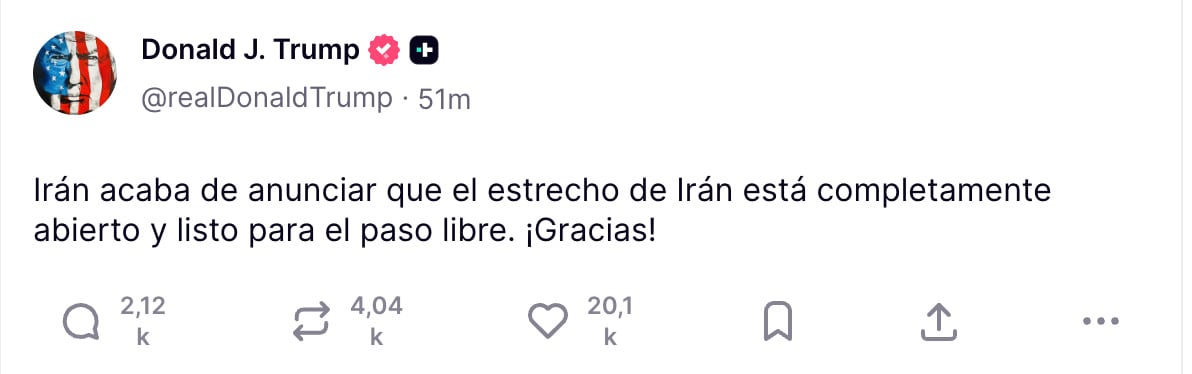Irán confirmó el mensaje de Trump sobre la apertura del Estrecho de Ormuz, pero solo sería por los 9 días restantes de tregua en Líbano