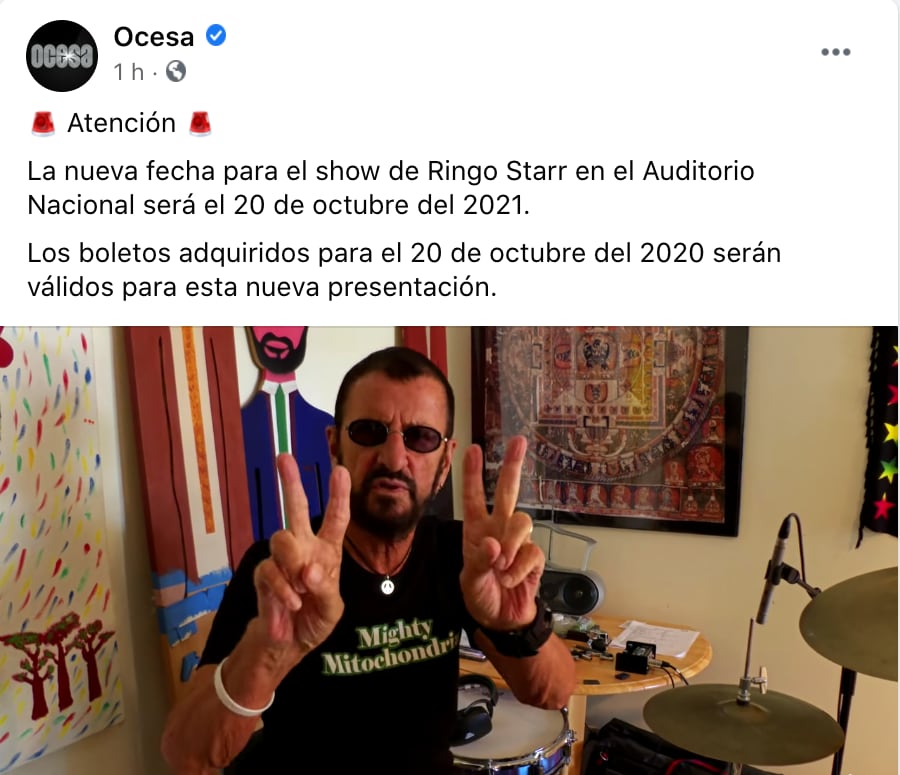 Aviso sobre el concierto de Ringo Starr