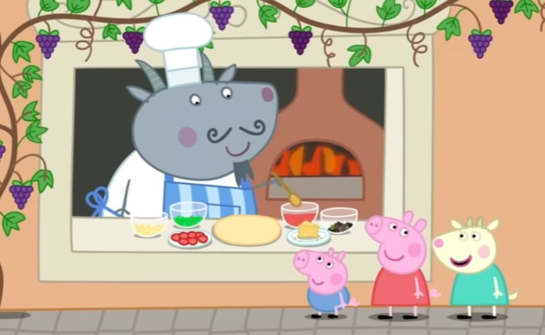 Peppa Pig come la mejor pizza de la historia