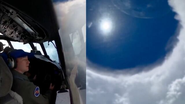 Huracán Erin: El video de un avión de la Fuerza Aérea de Estados Unidos entrando al ojo del huracán