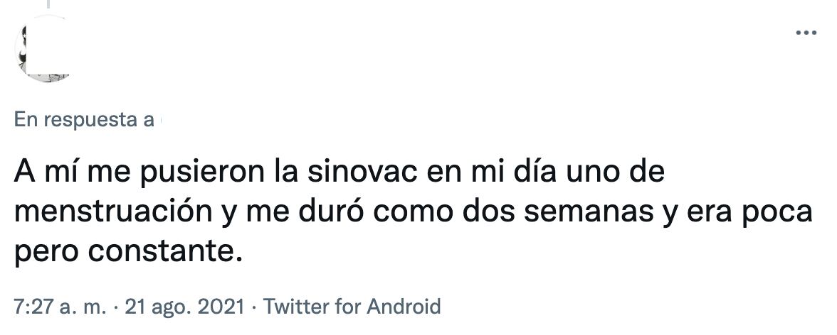 Tuit vacuna Covid-19 y menstruación
