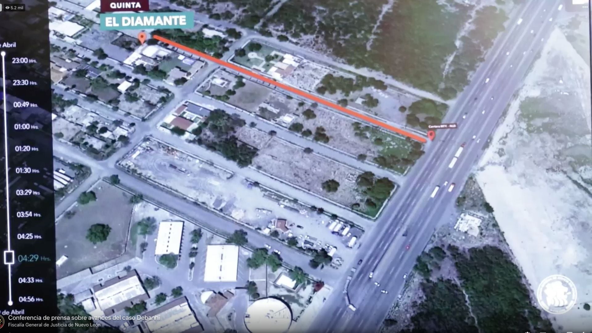 Trayecto de la Quinta a la carretera a Nuevo Laredo que hizo Debanhi hasta que el "conductor de confianza" le tomó la foto