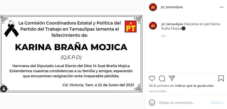 PT emite mensaje sobre Karina Braña