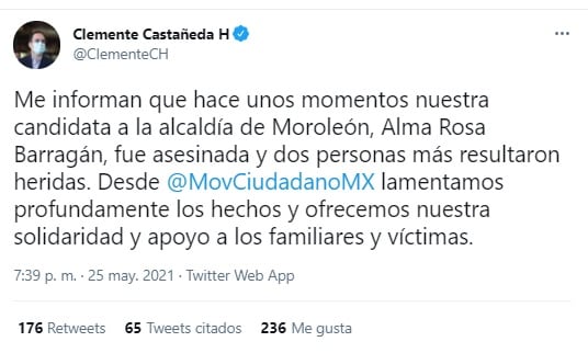 MC confirma muerte de candidata