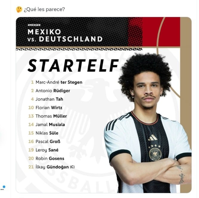 Alemania sale así al terreno de juego para enfrentar a México.