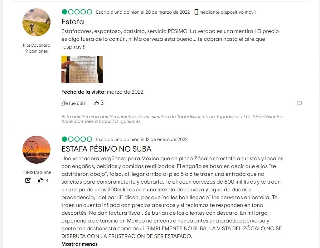 Denuncias de estafa en terraza del Zócalo
