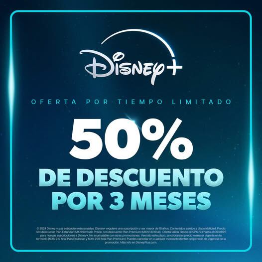 Promoción de 50% de descuento en Disney+