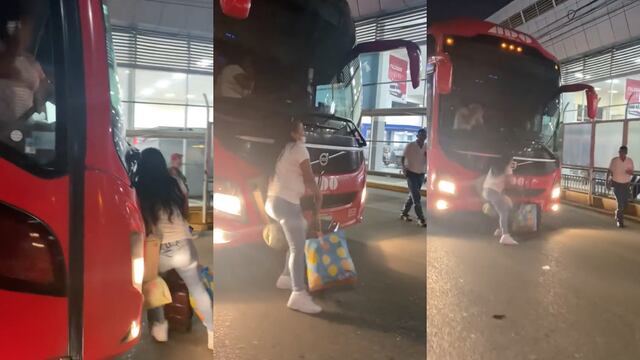 Chofer de ADO empuja a mujer