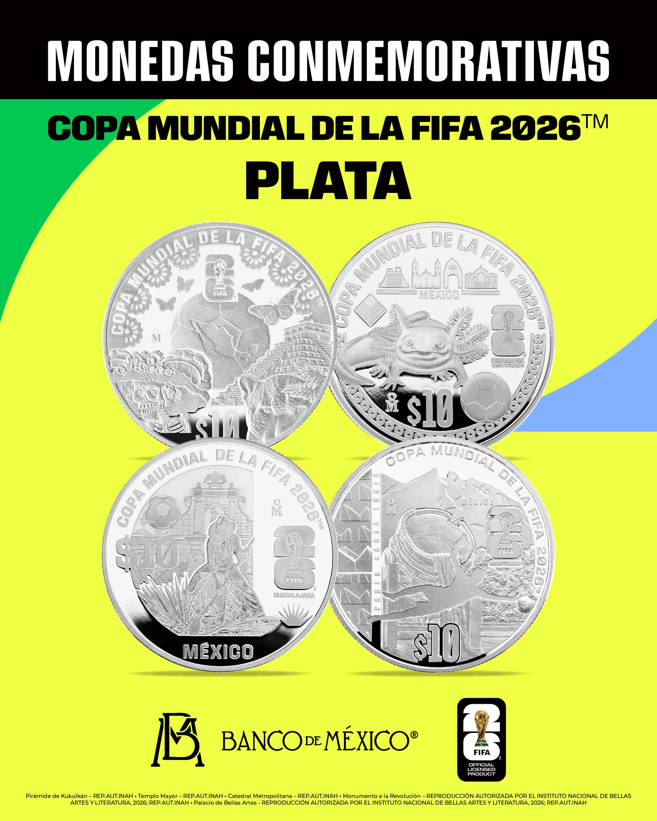 Banxico lanza colección de 12 monedas conmemorativas del Mundial 2026