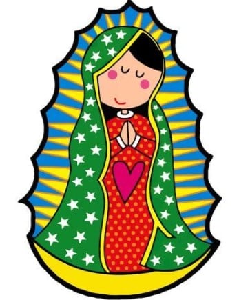 Estampa de la Virgen de Guadalupe con corazón