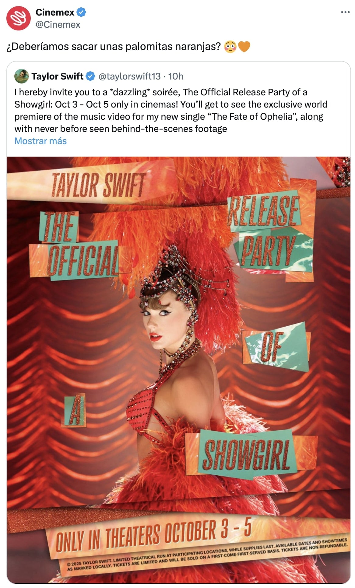 The Official Release Party of a Showgirl en Cinemex