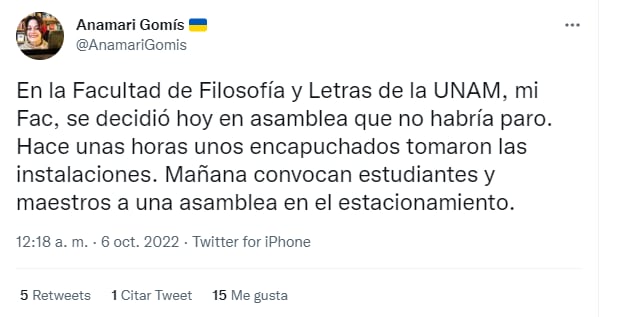 Usuaria denuncia toma de la Facultad de Filosofía y Letras de la UNAM