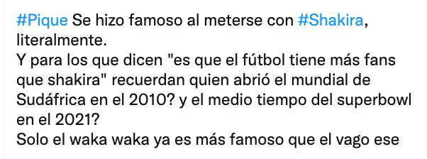 Usuarios defienden popularidad de Piqué frente a la de Shakira