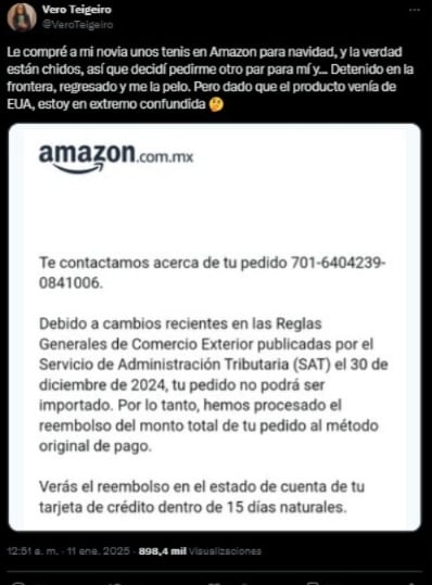 Compró unos tenis de Estados Unidos y por las reglas del SAT no pudo recibirlos