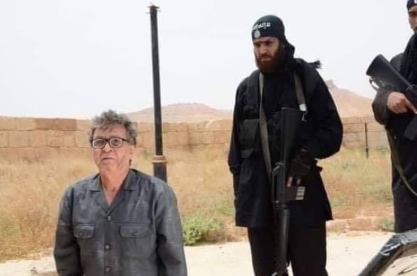 Representación de la muerte de Khaled al-Asaad