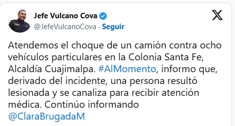 Choque múltiple en la México-Toluca: camión de carga impacta vehículos en Santa Fe