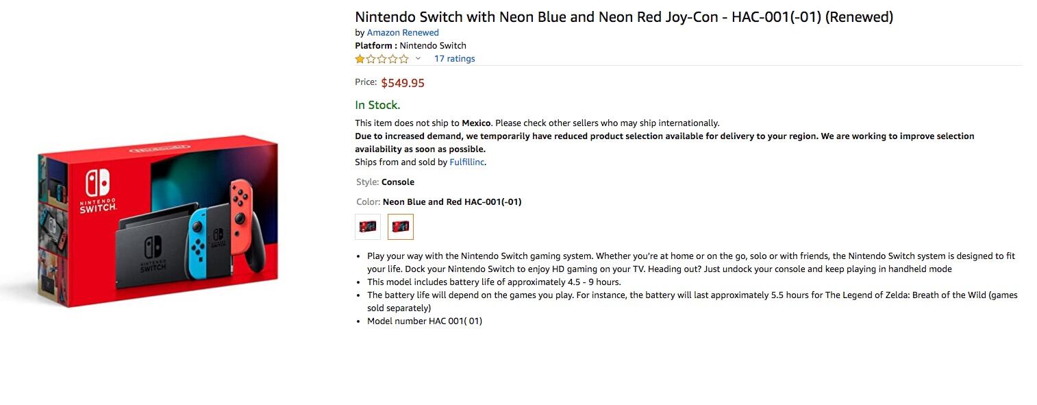 Reventa Nintendo Switch