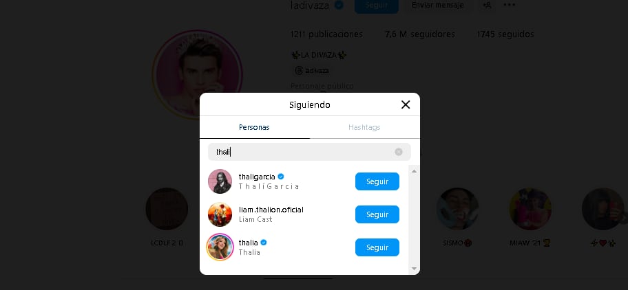 La Divaza todavía sigue a Thali García en Instagram.