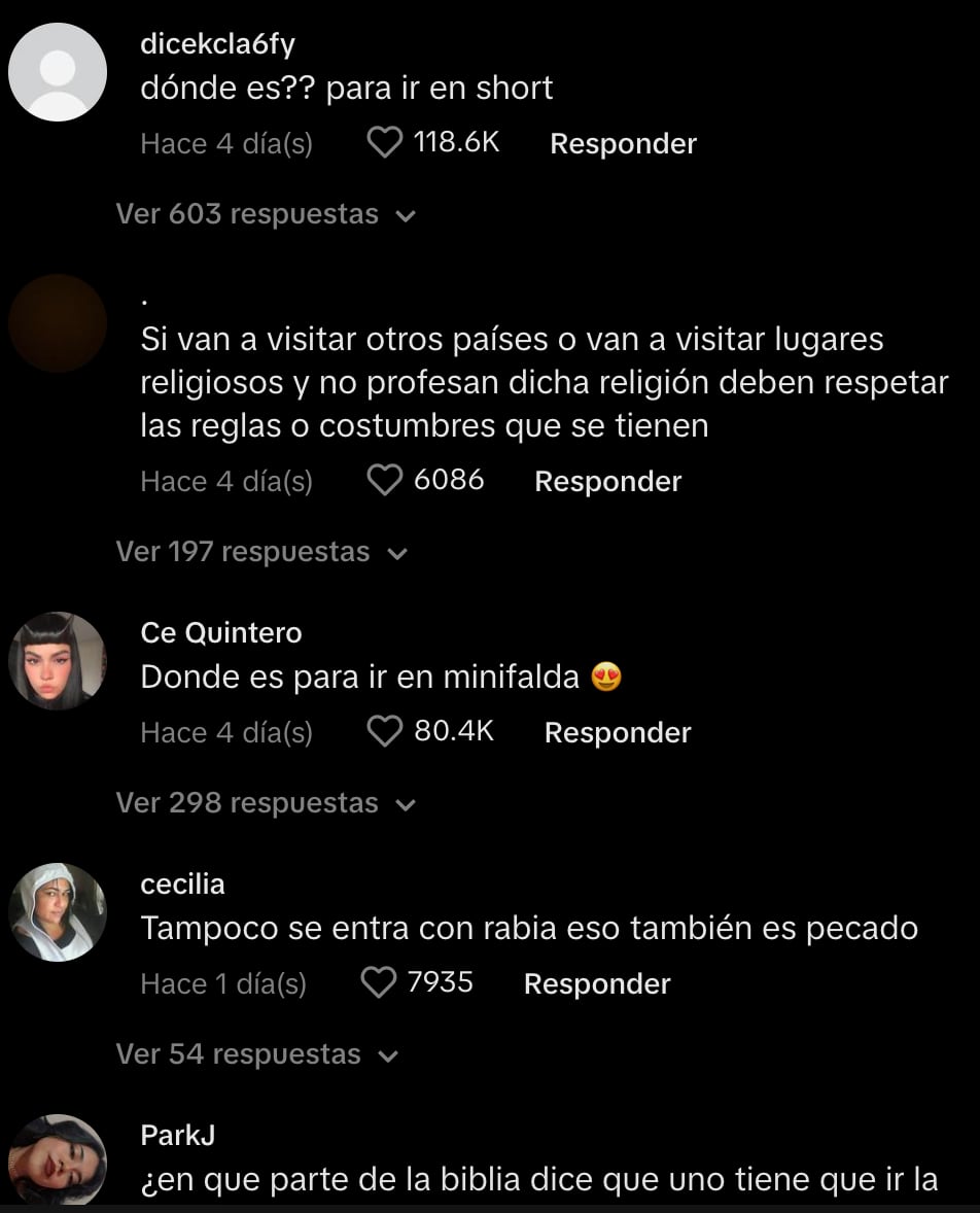 Comentarios sobre el video viral de TikTok de la iglesia