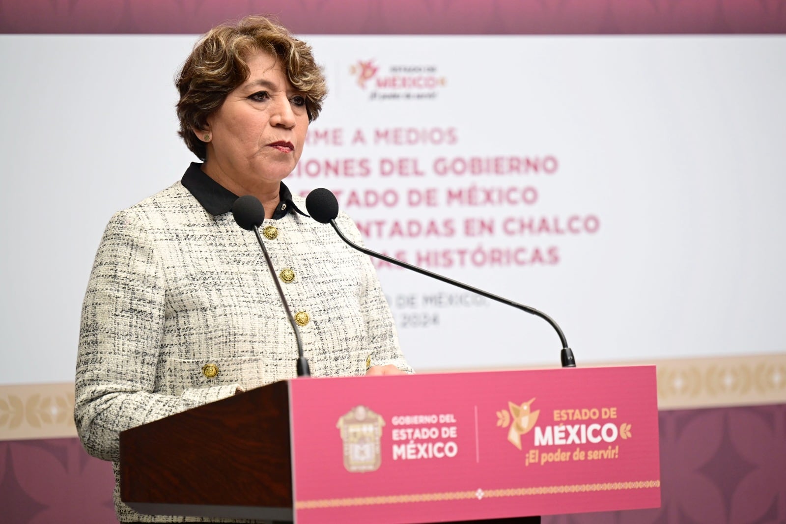 Delfina Gómez despliega elementos y vehículos en Chalco
