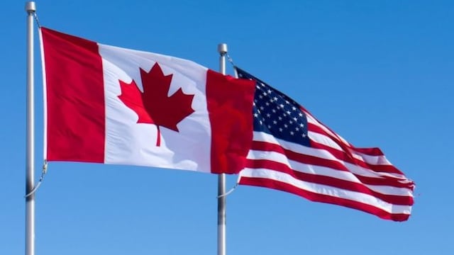 Banderas de Canadá y Estados Unidos