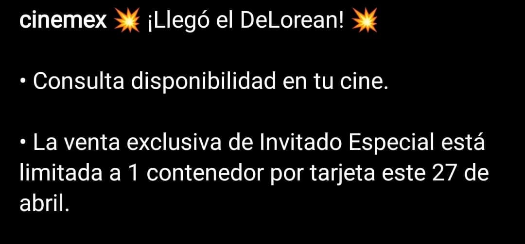 Venta DeLorean Cinemex