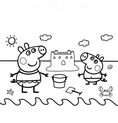 Dibujos de Peppa Pig y George por el Día del Hermano para colorear