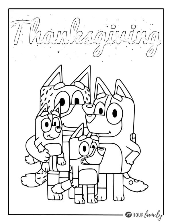 Dibujos de Bluey por el Día de Acción de Gracias para colorear