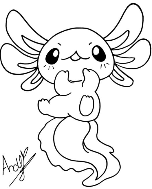 Ajolote kawaii para colorear
