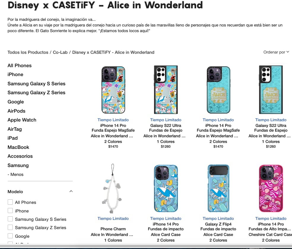 Colección de Casetify x Disney de Alicia en el país de las maravillas