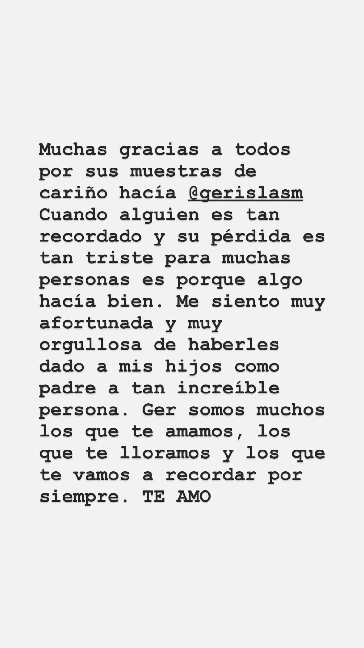 Claudia Wade recuerda a Gerardo Islas con un mensaje de amor y compañía