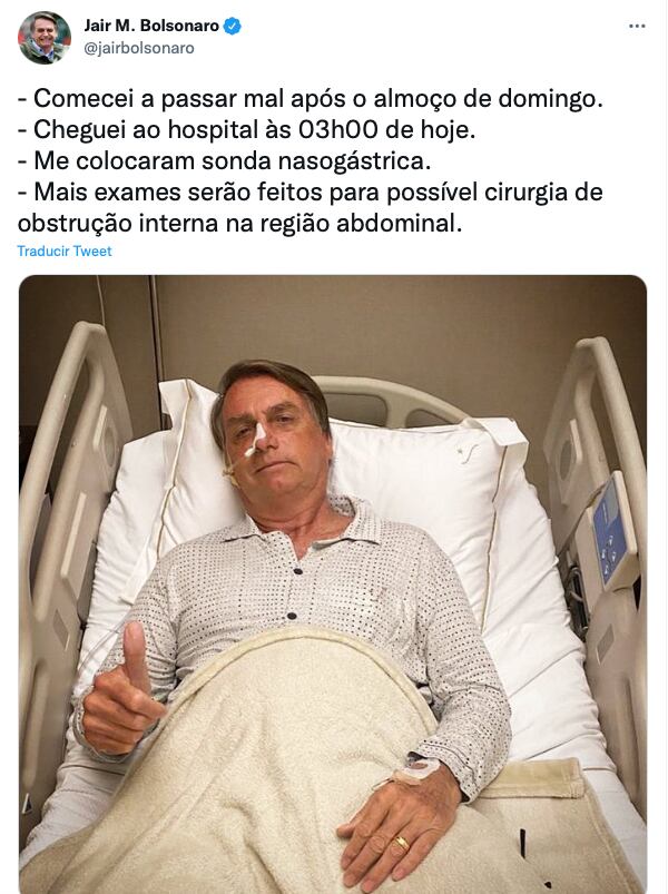 Tuit de Jair Bolsonaro, presidente de Brasil